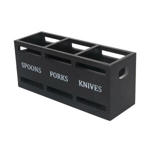 カトラリー収納ボックス 木製 食器 収納ケース キッチン ツールボックス 木箱 フォーク スプーン ナイフ 分割 整理 ブラック ホワイト