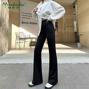 �p���c ���f�B�[�X ���K�p���c �� elastic �� waist Micro Flare Pants ���� Slim Fit �X�|�[�e�B�[ �J�W���A�� �u���b�N