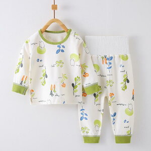 ベビー キッズ 子供用 パジャマ 上下セット 綿100% 長袖 高腰 腹巻付き 73CM 80cm 90cm 100cm 110cm 春秋 冬 アニマル ボーダー チェック 無地 花柄 ドット かわいい