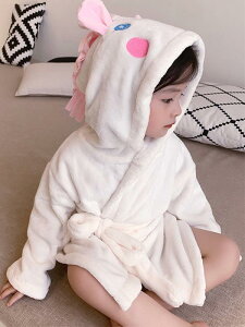 ベビー バスローブ 子供用 ホームウェア かわいい カートーン ユニコーン 小中童 女の子 浴衣 秋冬 寝巻き ポリエステル ふわふわ 暖か 保温 ホワイト グレー ピンク系