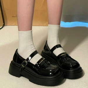ローファー レディース 学生靴 厚底 ラウンドトゥ ベルクロ PUレザー 春秋 韓国風 かわいい 黒