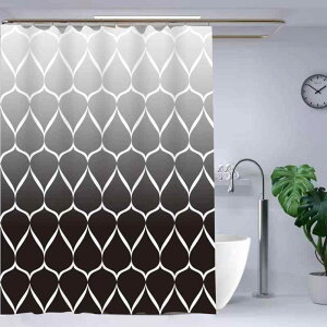 カーテン 厚手 ポリエステル 浴室用カーテン バスカーテン 防水 間仕切り 目隠し 180cm幅 200cm幅 グラデーション 模様 樹脂フック付き