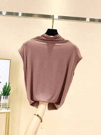 Tシャツ レディース ノースリーブ ハイネック モダール 薄手 タイト おしゃれ 韓国風 着回し力 夏用 シンプル 無地 トップス インナー 伸縮性 普段使い 通勤用 カジュアルスタイル