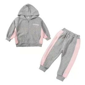 子供用ジャージ 上下セット 女の子 向け フリース 暖かい キッズ スポーツウェア 2点セット 厚手 防寒 秋冬 グレー 黒