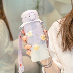 水筒 レディース キッズ かわいい ストロー付き ステンレス製 保温 保冷 直飲み 子供 学生 女性 通勤 通学 380ml 520ml パープル ピンク ホワイト ブラック グリーン