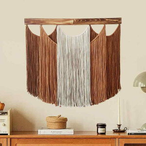 タペストリー 壁掛け 手編み コットン 流木 ボヘミアン 北欧風 インテリア 飾り 楕円形 緑色系 棕色系 リビング 寝室