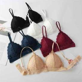 ブラジャー レディース 女性用 抹胸 3/4カップ レース ノンワイヤー 薄手 通気性 快適 伸縮性 無地 ホワイト ブラック レッド ベージュ 春夏 秋冬