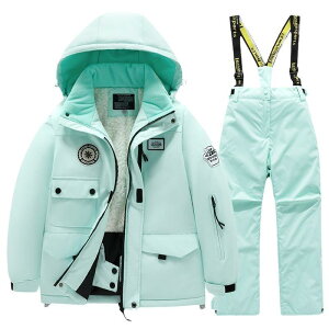 スキーウェア 子供用 親子 スキーウェア上下セット 男の子 女の子 中綿入り 防水 防風 雪遊び スキー授業 珊瑚ピンク系 薄荷グリーン系