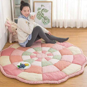 ラグ レディース 韓国風 手作り コットン パッチワーク 厚手 滑り止め 寝室 ベッドサイド 畳 プレイスペースマット 洗える レトロ グレー キャンディ ガーリー ピンク カフェオレ