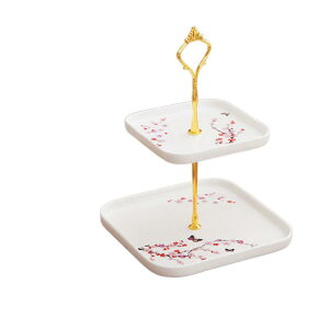 果物かご 陶器製 3段 トレイ ホーム リビング 点心 アフタヌーンティー 2層 フルーツ デザート スナック スタンド 円形 正方形 ヨーロピアン 新中式