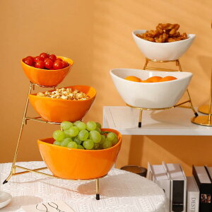 フルーツプレート 3段 2段 陶器 皿 取り外し可能 鉄製 ラック ヨーロピアン スタイル ドライフルーツ 菓子 デザート スナック キャンディ ホワイト グリーン オレンジ