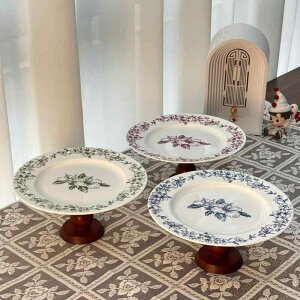 果物皿 レディース ケーキスタンド 木製 陶器 フルーツ デザート スイーツ 菓子器 ディスプレイ ラック 北欧風 レトロ ピンク系 グリーン系 ブルー系