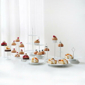 ケーキスタンド デザートスタンド 3段 2段 1段 金属製 アフタヌーンティー スイーツ フルーツ 焼き菓子 飾り付け ディスプレイ トレイ 大中小 白色 黒色