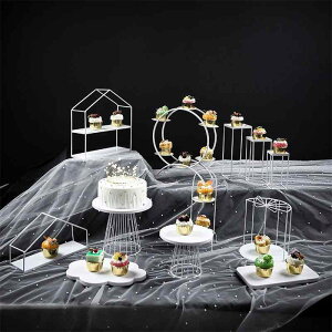果物皿 ケーキスタンド デザート台 菓子台 プレート 結婚式 ウェディング パーティー 冷菜台 白色 ホワイト 猫耳形 多角形 マカロン台 ドーナツ台 鳥かご形 鉄線 トレイ 六角形 長方形 梯形