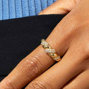 指輪 レディース 縄目 ロープ モチーフ フル ジルコニア リング 欧米風 高見え デザイン 金色 銀色 ファッション ジュエリー アクセサリー 6号 7号 8号 9号