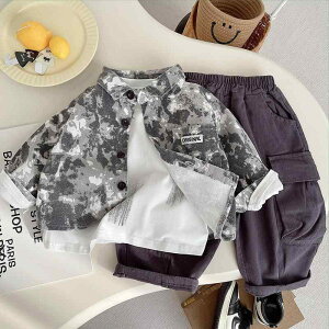 子供用パンツセットアップ 長袖シャツ  パンツ 3点セット 幼児 ベビー 80cm 90cm 100cm 110cm 120cm コットン 95% 春秋 カジュアル 普段着 カートゥーン 迷彩柄