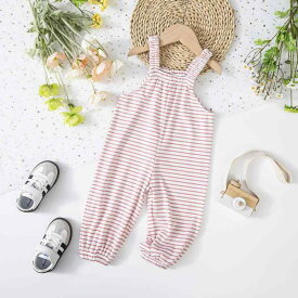 子供服 女の子 ストライプ柄 ロンパース 80cm 90cm 100cm 110cm 120cm 紺色 ピンク系 聚酯纤维 涤纶 夏 B类 高腰 幼児 1歳 2歳 3歳