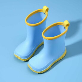 レインブーツ キッズ 子供 ダブルカラー 防水 滑り止め ソフトソール ミドル丈 幼児 小学生 ホワイト ピンク イエロー ブルー