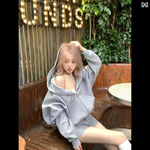 セットアップ レディース 灰色 スウェット パーカー トップス アウター ショートパンツ 上下セット ポリエステル カジュアル スポーティー