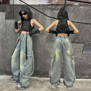 子供服 ジーンズ 女の子 美脚 ワイドストレートパンツ 春秋 高学年 デニムパンツ ロングパンツ ガールズ 女児 ジーパン ゆったり ボトムス デイリー 普段着 おしゃれ 120 130 140 150 160 170cm