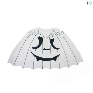 子供用 コスチューム ハロウィン カボチャ柄 プリント ポンチョ ケープ 帽子付き バット コスプレ 衣装 仮装 縫製 布製 黒 ブラック