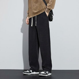 パンツ 男性用 秋冬 裏起毛 ゆったり 普段使い しわになりにくい 快適 ストレートパンツ 黒 カーキ色 グレー