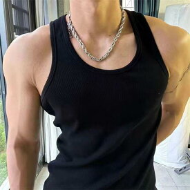 タンクトップ メンズ 男性用 ノースリーブ インナー 筋トレ ジム 運動 粗リブ 伸縮性 スリムフィット 吸汗速乾 トレーニングウェア カジュアル オールシーズン