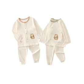 ベビー服 上下セット 薄手 長袖 モダール 分体タイプ 2点セット 赤ちゃん 新生児 ルームウェア 部屋着 パジャマ 寝巻き かわいい 春夏 薄荷熊