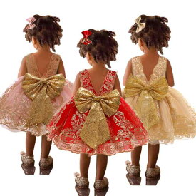 子供用ドレス 女の子 プリンセス レース 刺繡 チュール スカート パニエ付き パーティー フォーマル 結婚式 発表会 ピンク系 ゴールド レッド グリーン ブルー