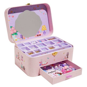 知育玩具 子供用手作りアクセサリーキット 女の子向け ギフトボックス付き ビーズチェーン ブレスレット おもちゃ 紙製 カラフル DIY 4歳 5歳 6歳