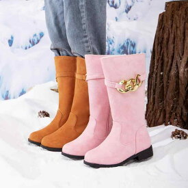 ブーツ ガールズ 子供用 ニーハイブーツ 秋冬 人工皮革 ピンク ブラウン メタル 7歳 8歳 9歳 10歳 11歳 12歳 13歳 14歳 15歳 16歳