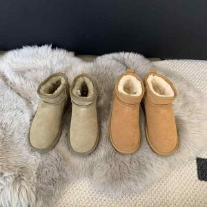 雪地ブーツ レディース 女性用 防滑 保温 羊毛 牛革 スエード 中筒 丈 ぺたんこ ローヒール ラウンドトゥ 秋冬 普段使い カジュアル 栗色 ブラウン系