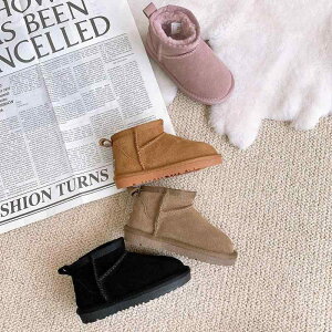 ブーツ キッズ 男女兼用 子供靴 本革 スノーブーツ 裏起毛 暖かい ミニ丈 ショートブーツ 栗色 黒 羚羊棕 カジュアル 7歳 8歳 9歳 10歳 11歳 12歳 4歳 5歳 6歳 13歳 14歳 15歳 16歳