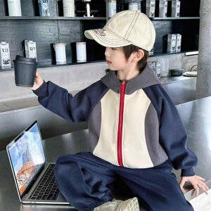 子供用セットアップ パーカー 上下セット 秋冬 撞色 切り替え ジャージ 部屋着 カジュアルスタイル 80cm 90cm 100cm 110cm 120cm 130cm 140cm 150cm 160cm 170cm