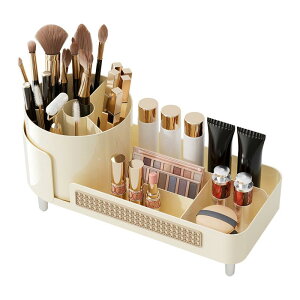メイクボックス レディース 大容量 回転式 ペン立て付き 卓上収納 筆箱 化粧品入れ ドレッサー 小物入れ コスメ収納 アクセサリーケース かわいい おしゃれ レトロ風 アンティーク調