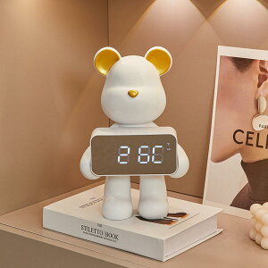 置き時計 インテリア 暴力熊 ベア 卓上 樹脂製 アナログ 時計 白 オフホワイト 黄色 緑 オレンジ ピンク かわいい 雑貨 寝室 リビング 玄関