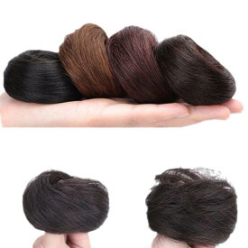 ヘアゴム レディース 真人ヘア 付け毛 お団子ウィッグ かわいい ヘアアクセサリー ヘアアレンジ 自然 黒髪 茶髪