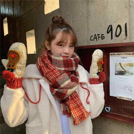 マフラー レディース 秋冬 チェック柄 ニット 保温 ストール 大判 両面 格子柄 赤 黒 緑 紺 小顔効果 かわいい 韓国 ファッション 高級感 防寒 学生