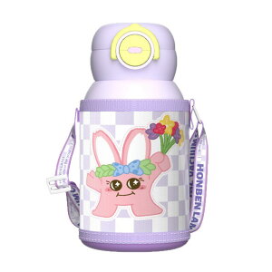 水筒 キッズ ベビー 子供 幼稚園 保温 保冷 ステンレス ストロー 直飲み 大容量 かわいい カートゥーン アニマル パープル ブルー イエロー グリーン