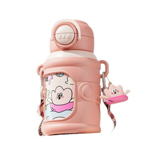 水筒 キッズ 子供 316ステンレス鋼 ダブル飲み口 幼稚園 かわいい 落下防止 水筒 カートン 大容量 ストロー付き ロック機能付き パープル 真空断熱