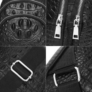 ボディバッグ メンズ 男性用 紳士用 本革 牛革 レザー 斜めがけ 鞄 カバン ワンショルダーバッグ クロスボディバッグ 鰐柄 ワニ柄 アニマル柄 防水 ブラック 黒色 コーヒー色 普段使い