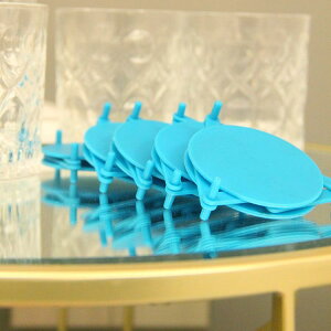 グラス コップ コップ置き コースター グラスホルダー 孔雀ブルー 無地 円形 PP製 伸縮式 スタッキング可能 モダン 5〜10円