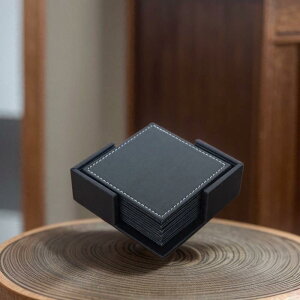 コースター レディース メンズ レザー 円形 正方形 防水 断熱 厚手 無地 ブラック ブラウン カフェ