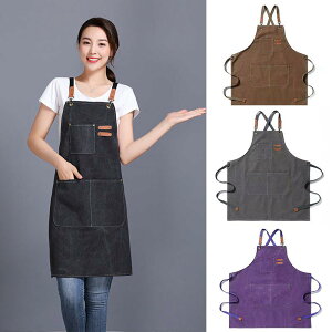 エプロン レディース メンズ 男女兼用 カフェ 料理用 美容師 デニム キャンバス 無地 全綿 コットン ガーデニング DIY 黒 ブラック ベージュ ネイビー 緑 グリーン グレー アイボリー 赤 レッ