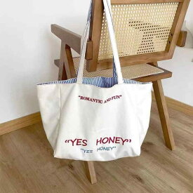 トートバッグ レディース 大容量 キャンバス 鞄 ショルダーバッグ ストライプ 刺繍 通勤用 通学 学生 マザーズバッグ 韓国風
