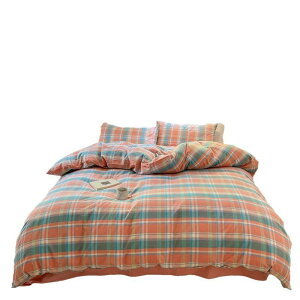 寝具 布団カバー ベッドシーツ 枕カバー 4点セット 純綿100% ウォッシュ加工 ストライプ柄 和風 ベッドカバーセット