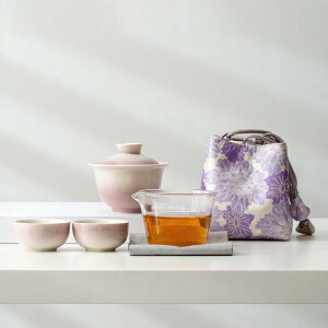 茶器 携帯用茶器セット 陶瓷 ティーセット 急須 湯呑み 2客 グラデーションカラー 簡約スタイル 旅行用 アウトドア