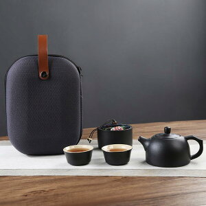 茶器セット 携帯用 旅行用 功夫茶 黒 керамика 急須 湯呑み 茶筒 陶器 ティーセット 煎茶道具