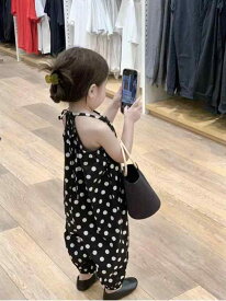 サロペット キッズ 女の子 オールインワン 水玉模様 ドット柄 吊りパンツ オーバーオール 涼感 サラサラ 虫除け ズボン 肩紐調整可能 子供服 かわいい おしゃれ ボトムス 90cm 100cm 110cm 120cm 130cm