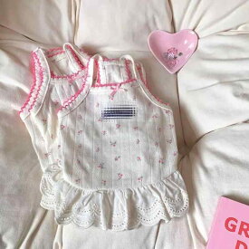 ペット 服 ベスト 犬 猫 女の子 春夏 レース フリル 通気性 抜け毛防止 ドッグウェア キャットウェア かわいい
